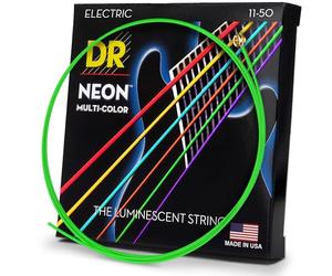 DR Strings NMCE-11 Hi-Def Neon Eléctrico Pesado, Multicolor, 11-50