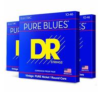 DR Strings PHR-10 Pure Blues - Cuerdas para guitarra eléctrica, 10-46, paquete de 3, PHR-10-3PK