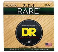 DR Strings Rare - Cuerdas de guitarra acústica de bronce fosforoso, luz 12-54, paquete de 3 (RPM-12-3PK)
