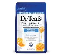 Dr. Teal's Epsom Solución de remojo de sal, suaviza y nutre con leche y miel, 40 onzas