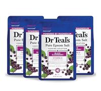 Dr Teal's Pure Epsom Salt Soak, Black Elderberry with Vitamin D, 3 lbs (Pack of 4) (Packaging May Vary)