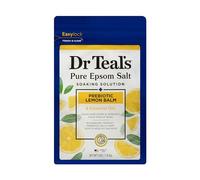 Dr Teal's Pure Epsom - Solución de remojo de sal prebiótica de bálsamo de limón con aceites esenciales, 3 libras, 1,36 kg