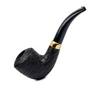 Dr. Watson - Pipa de Tabaco, forma clásica de Dublín curvada, Hecha a mano de Madera de Roble, Compatible con Filtro de 9mm (Rustificada)