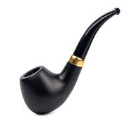 Dr. Watson - Pipa de tabaco, forma clásica de manzana curva, hecha a mano de madera de arce, compatible con filtro de 9mm (Negro)