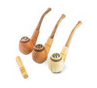 Dr. Watson - Pipas de tabaco, juego de 3, forma clásica, hechas a mano de madera natural