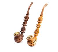 Dr. Watson - Pipetas de tabaco, Set de 2, forma Churchwarden, Serie Coleccionable, Hechas a mano de madera natural