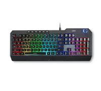 DR1TECH [Amazon Exclusive] Wasp Teclado Gaming RGB para PC Retroiluminado Y Ergonómico - 104 Teclas con 26-Key Anti Ghosting - Teclado USB con Cable + Knob Multimedial, teclado ingles