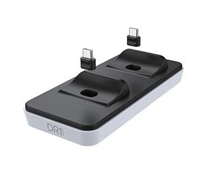 DR1TECH GamePow Cargador para Mando PS5 Dualsense con Recarga Rápida - Estación de Carga con Doble Cargador Controlador Inalámbrico Para PS 5 Con Plug Removible [Amazon Exclusive]