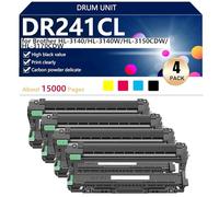 DR241CL Tambor Compatible para Brother HL-3140 HL-3140W HL-3150CDW HL-3170CDW MFC-9330CDW MFC-9140CDN Impresoras, de Alto Rendimiento 15000 Páginas, Impresión Nítida,BCMY-4 Pack