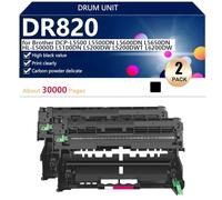 DR820 Tambor Compatible para Brother DCP-L5500 L5500DN L5600DN L5650DN HL-L5000D L5100DN L5200DW L5200DWT L6200DW Impresoras, Alto Rendimiento 30000 Páginas, Impresión Nítida,Black-2 Pack