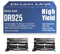 DR925 MFC-L5710DN L5915DW L6915DW Unidad de Tambor Compatible para Brother HL-L5210DN HL-L6210DW HL-L6415DW MFC-L5710DN MFC-L5915DW MFC-L6915DW Impresoras,2PC-Black