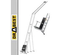 DRABEST Elevador de Paneles solares - Cabrestante de Escalera telescópico para Montaje de Paneles solares - Escalera Extensible - Carro de Transporte - Capacidad de Carga de 125 kg - Cuerda de 12 m
