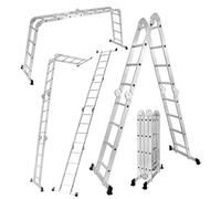 DRABEST - Escalera articulada 4x4 peldaños - Escalera de Aluminio - Escalera Plegable, Escalera de Aluminio - Carga máxima hasta 125 kg - Escalera polivalente, Escalera Extensible 0,33x1,5x0,25 m