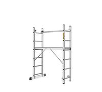 DRABEST Escalera de aluminio 3 en 1 - Escalera de tijera, escalera simple y andamio - 2x6 peldaños - Altura de trabajo hasta 2,97 m - Plataforma 46x161x14 cm - Capacidad de carga hasta 150 kg