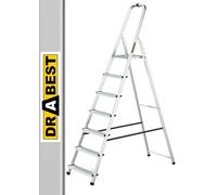DRABEST Escalera de Aluminio Escalera de Tijera de 7 peldaños Escalera Plegable para el hogar con Bandeja de Trabajo Escalera de Tijera Capacidad de Carga hasta 125 kg Gancho Libre