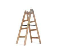 DRABEST - Escalera de Madera - para Trabajos de Pintura - 2X 4 peldaños - m de Largo - hasta 150 kg - Altura de Trabajo 1,24 m 2,7 m - Plegable -, con Gancho para Cubo