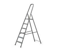 DRABEST - Escalera de Tijera - con 6 peldaños - Capacidad de Carga hasta 125 kg - 1,97 m de Largo - Altura de Trabajo 3,2 m - Escalera de Tijera - para el hogar, Trabajos de Pintura - Gris