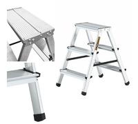 DRABEST Escalera de Tijera de Aluminio Escalera accesible por Ambos Lados, 2x3 peldaños, 125 kg