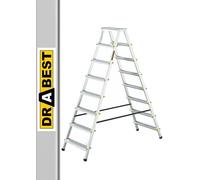 DRABEST Escalera de Tijera Peldaños Plegables Escalera de Aluminio 2x8 peldaños Escalera Multiusos por Ambos Lados Cargable hasta 125 kg Escalera de Tijera...
