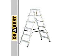 DRABEST Escalera de tijera Peldaños plegables Escalera de aluminio con 6 peldaños Escalera por ambos lados Capacidad de carga hasta 150 kg Escalera de tijera con certificación TÜV