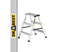 DRABEST Escalera plegable Escalera plegable de 2x3 peldaños Escalera de tijera de aluminio Se puede cargar por ambos lados hasta 150 kg Escalera doméstica Certificada por TÜV