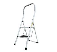 DRABEST Escalera Pro Acero - para Oficina, hostelería, Duradera y Antideslizante - Versátil y Duradera - Capacidad de Carga hasta 150 kg - 2 peldaños - 0,47x1x0,55 m