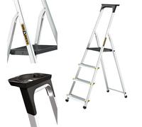 DRABEST Escalera serie PRO Escalera de tijera plegable 4 peldaños Escalera de tijera Escalera doméstica de aluminio Escalera de tijera antideslizante Capacidad de carga hasta 150 kg