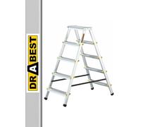 Drabest ESCALERAS Serie Pro Escalera Doméstica de Aluminio de Doble Cara de 2x5 Peldaños 150kg - Escalera de Tijera de Aluminio - Escaleras Multiusos - Escalera de Tijera Plegable - 46x110x16cm