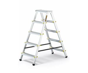 Drabest ESCALERAS Serie Pro Escalera Doméstica de Aluminio de Doble Cara de 2x5 Peldaños 150kg - Escalera de Tijera de Aluminio - Escaleras Multiusos - Escalera de Tijera Plegable - 46x110x16cm