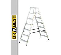 Drabest ESCALERAS Serie Pro Escalera Doméstica de Aluminio de Doble Cara de 2x7 Peldaños 150kg - Escalera de Tijera de Aluminio - Escaleras Multiusos - Escalera de Tijera Plegable - 51x156x16cm