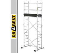 DRABEST Hector PRO - Escalera - Andamio - Escalera plegable - Escalera de aluminio - Andamio - Altura máxima de trabajo 4,73 m - Escalera multiusos - Escalera de tijera - Andamio - para jardín, hogar