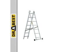 DRABEST Home Escalera de Aluminio de 2 tramos 2x7 peldaños Escalera doméstica Escalera Plegable Capacidad de Carga 150 kg Pies Antideslizantes EN 131