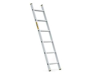 DRABEST PRO Serie Escalera de mano Escalera de aluminio de 6 peldaños con ganchos, capacidad de carga de 150 kg, patas antideslizantes, peso ligero, resistente a la corrosión, EN131