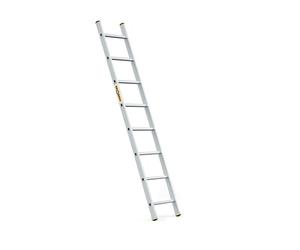 DRABEST PRO Serie Escalera de mano Escalera de aluminio de 8 peldaños con ganchos, capacidad de carga de 150 kg, patas antideslizantes, peso ligero, resistente a la corrosión, EN131