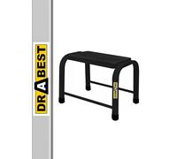 DRABEST - Taburete - Plataforma Negra - Pies Antideslizantes, Acero Robusto, Plataforma de Trabajo Grande y cómoda - Capacidad de Carga hasta 150 kilogramos - Escalera, peldaño, Taburete - 1 peldaño