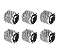 Dracaena 6 pack G1/4" thread to 3/8" ID, 1/2" OD Compression Fitting for Soft Tubing, Soft Tube Connectors for Computer Water Cooling System, Silver