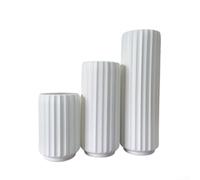 Dracaena Sanderiana - Jarrón decorativo con tejido de imitación de ratán, arreglo floral de tubo recto para plantas artificiales frescas secas, decoración del hogar y sala de estar (juego blanco)
