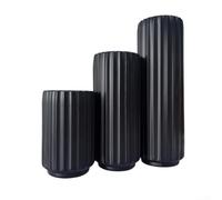 Dracaena Sanderiana - Jarrón decorativo con tejido de imitación de ratán, arreglo floral de tubo recto para plantas artificiales frescas secas, decoración del hogar y sala de estar (juego negro)