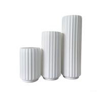 Dracaena Sanderiana - Juego de jarrones con tejido de ratán de imitación, jarrones de plástico minimalistas modernos para decoración de sala de estar, centro de mesa de oficina, decoración de boda