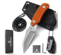 DRACHENADER Cuchillo de cuello Small X-WH, 7.6 cm Wharncliffe hoja fija de acero D2, mini cuchillo Full Tang con funda Kydex, cadena de bolas y clip para cinturón,
