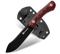 DRACHENADER Cuchillo Supervivencia Red-Rock, Full Tang para Exteriores, Hoja 10, 3 cm de Acer D2, Nessmuk con Funda Kydex