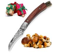 DRACHENADER navaja para setas en acero Damasco VG10, 67 capas, cepillo integrado, mecanismo de bloqueo liner, para camping