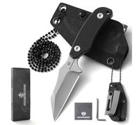 DRACHENADER X-WH Couteau De Cou, Wharncliffe En Acier D2, Lame De 7, 6 cm, Full Tang, Avec Étui En Kydex, Chaîne À Billes Et Clip De Ceinture