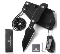 DRACHENADER X-WH Couteau De Cou, Wharncliffe En Acier D2, Lame De 7, 6 cm, Full Tang, Avec Étui En Kydex, Chaîne À Billes Et Clip De Ceinture