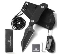 DRACHENADER X-WH Couteau De Cou, Wharncliffe En Acier D2, Lame De 7, 6 cm, Full Tang, Avec Étui En Kydex, Chaîne À Billes Et Clip De Ceinture