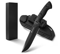 DRACHENADER XR-B01 Cuchillo de caza con funda - Full Tang Outdoor Messer, 25,7cm longitud total, mango ABS, Full-Schwarz, Se puede llevar cruzado en el cinturón
