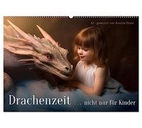Drachenzeit . . nicht nur für Kinder (Wandkalender 2026 DIN A2 quer), CALVENDO Monatskalender: 12 einzigartige Fantasy-Illustrationen über die Liebe und Freundschaft zu Drachen