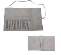 DraCra Bolsa para brochas de maquillaje, 14 ranuras, bolsa compacta enrollable, organizador de almacenamiento para mujer, juego de brochas de maquillaje, cosméticos, viajes al aire libre, Gris, Bolsa