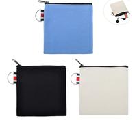 DraCra Paquete de 3 bolsas pequeñas de lona con cremallera con anillo para colgar, bolsillo cuadrado, organizador de viaje, mini bolsa de aseo para maquillaje, lápiz labial, cambio cosmético, monedas,