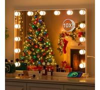 Dradaomull Espejo Maquillaje con Luz, Espejo tocador con 14 Bombillas LED, 3 Modos, Espejo Maquillaje con Puerto de Carga USB y Lupa 10x, Mesa y Pared - 50 * 40cm